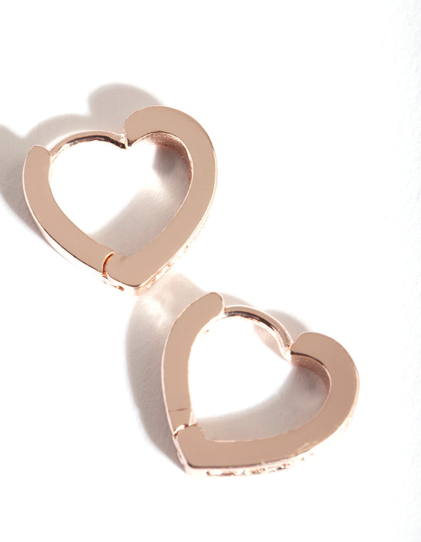 Rose Gold Heart Diamante Huggie Earring