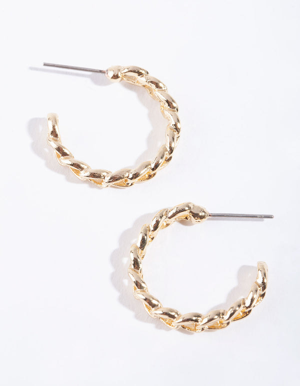 Gold Chain Link Hoop Earrings