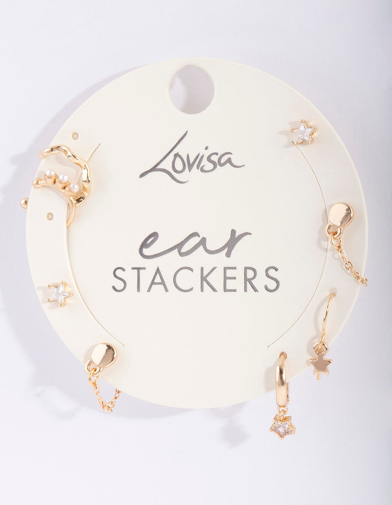 Gold Star Drop Earring Stack Pack Lovisa
