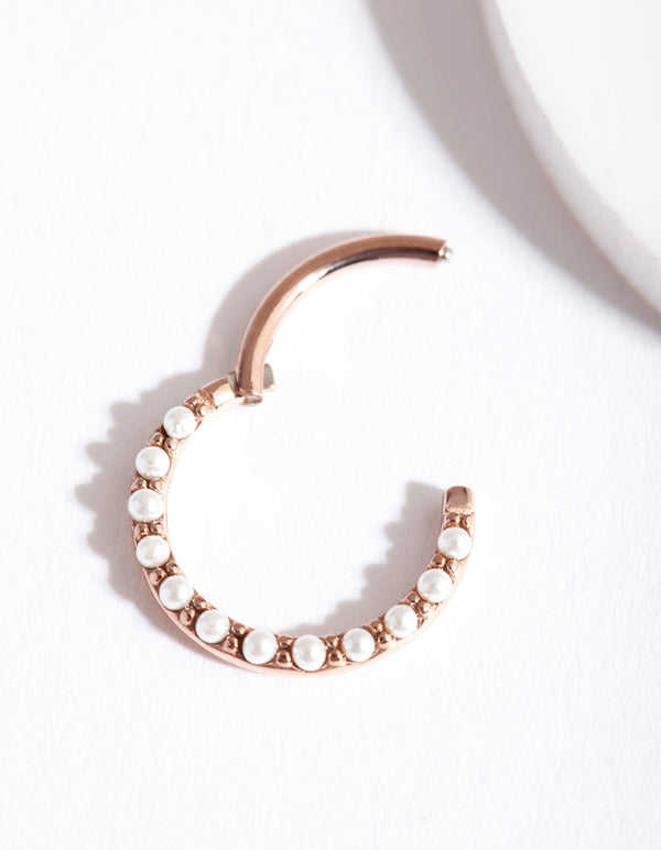 Rose Gold Pearl Clicker Earring