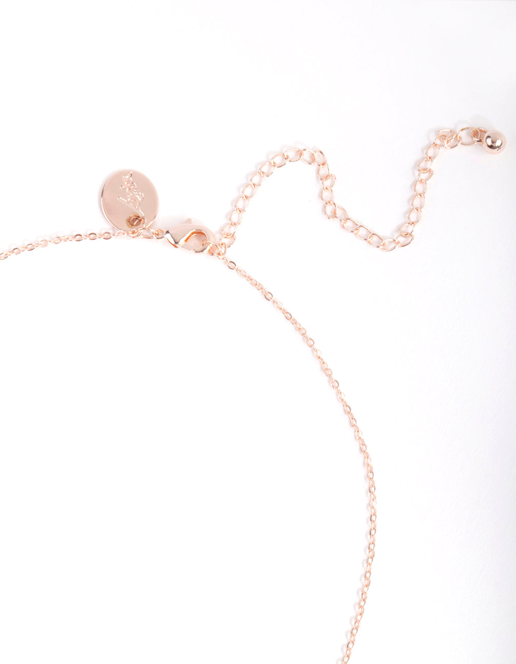 Rose Gold Cubic Zirconia Open Circle Necklace