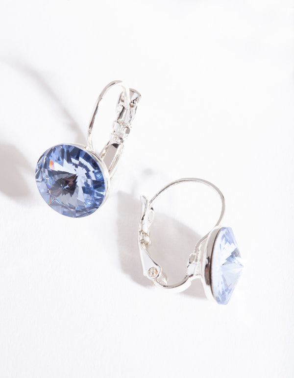 Silver Sapphire Conti Clasp Earrings