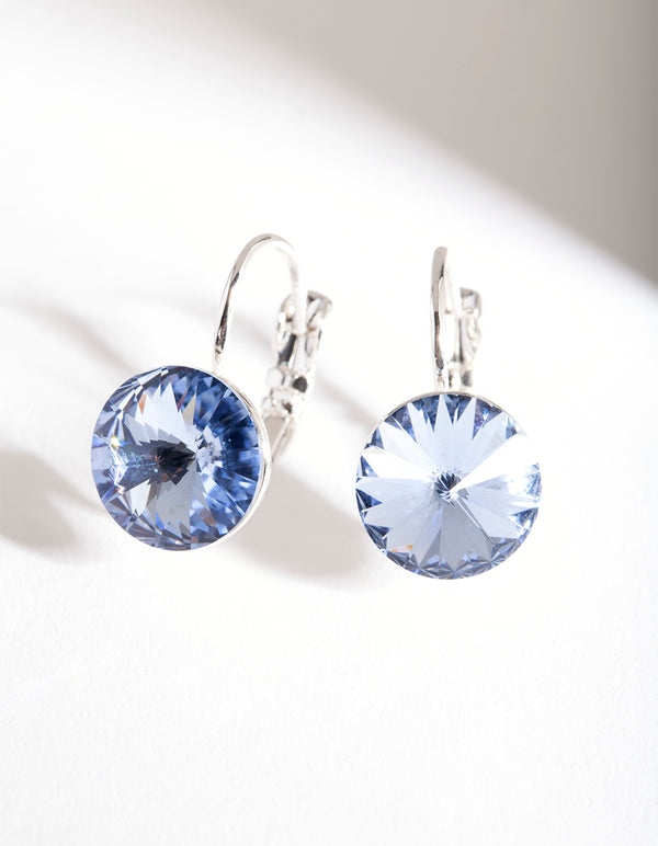 Silver Sapphire Conti Clasp Earrings