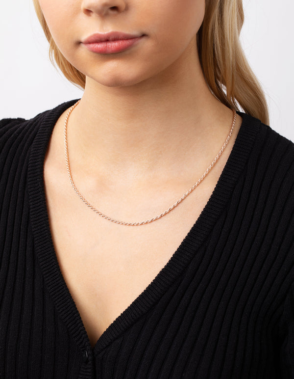 Rose Gold Plated 60cm Rope Chain Necklace
