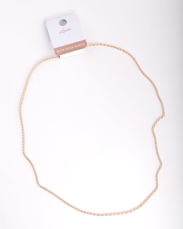 Rose Gold Plated 60cm Rope Chain Necklace