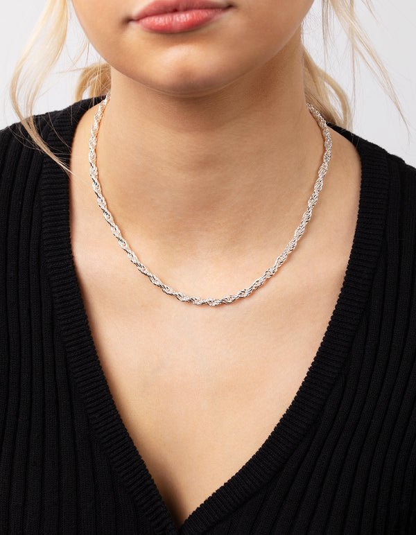 Silver Plated 40cm Rope Chain Necklace