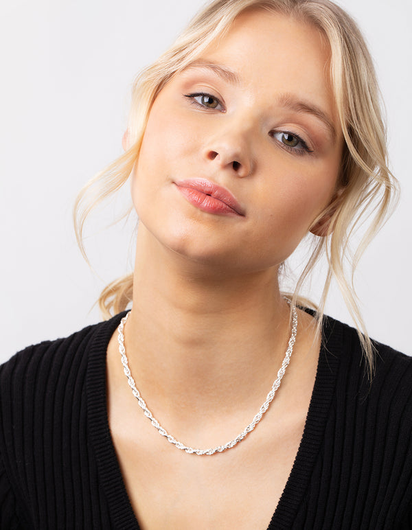 Silver Plated 40cm Rope Chain Necklace