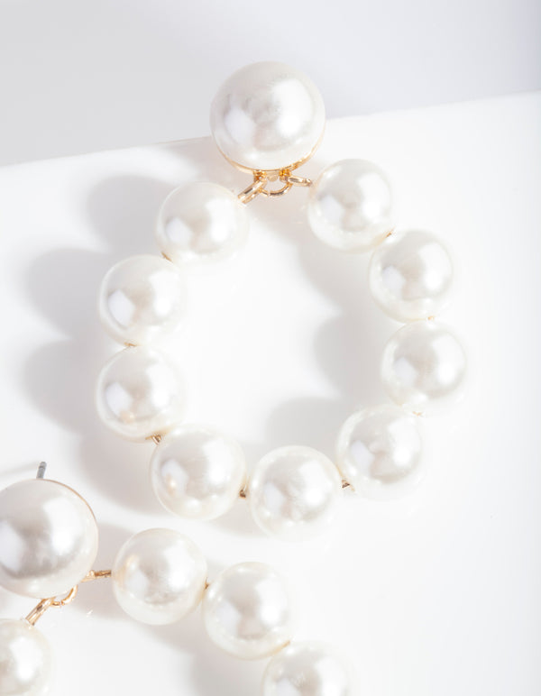 Gold Pearl Circle Earring