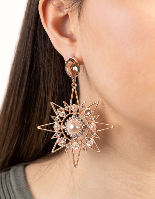 Rose Gold Statement Celestial Earrings