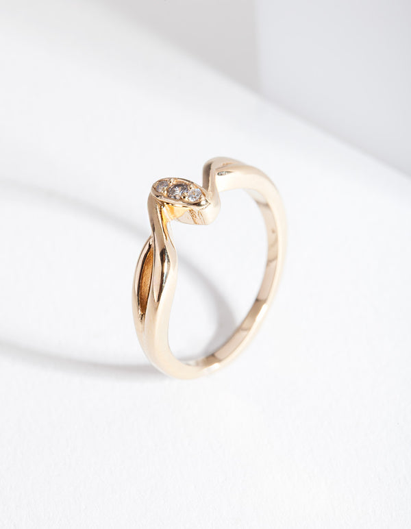 Gold Plated Sterling Silver Wave Ring