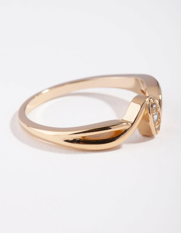 Gold Cubic Zirconia Pave Wave Ring