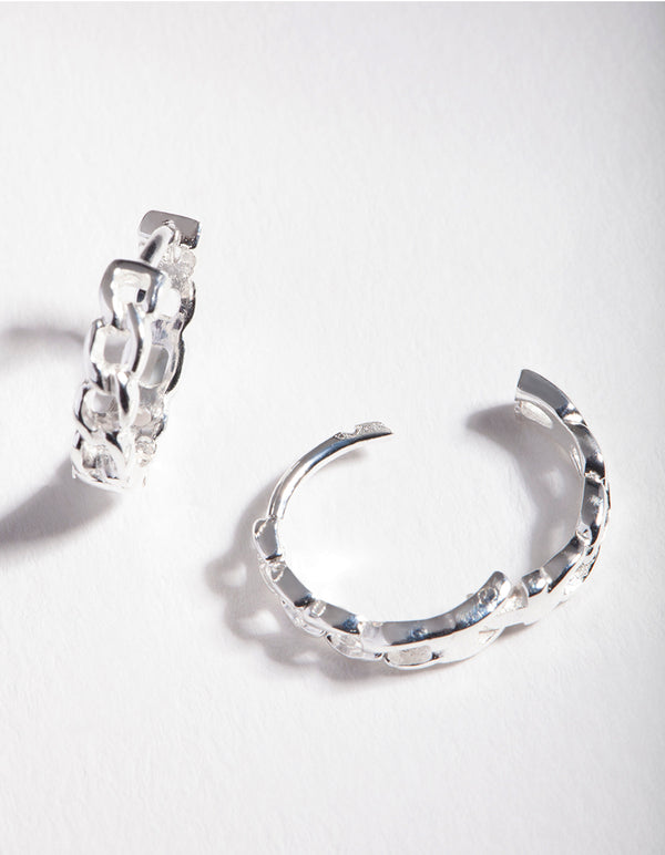 Sterling Silver Chain Huggie Earrings