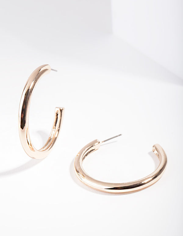 Gold Rounded C Hoop Earrings