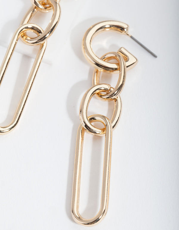 Gold Multi Link Drop Earrings