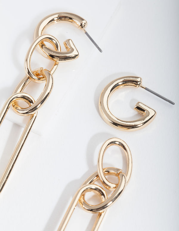 Gold Multi Link Drop Earrings