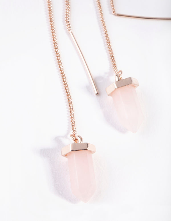 Rose Gold Turquoise Thread Through Earrings