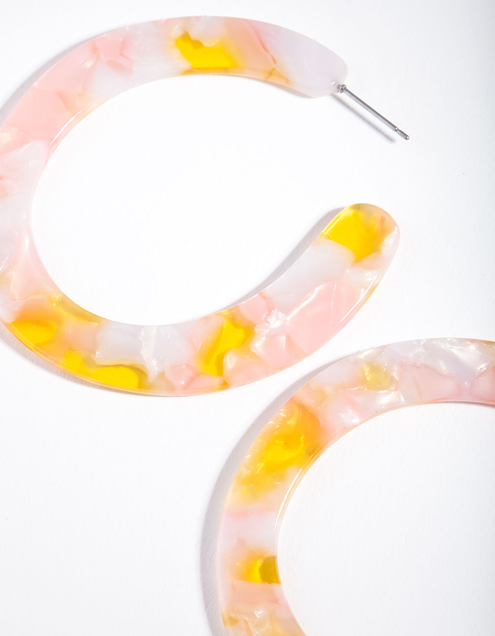 Pink Swirling Acrylic Hoop Earrings