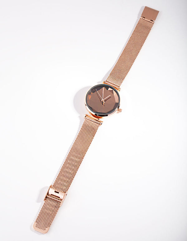 Rose Gold Facet Dial Watch
