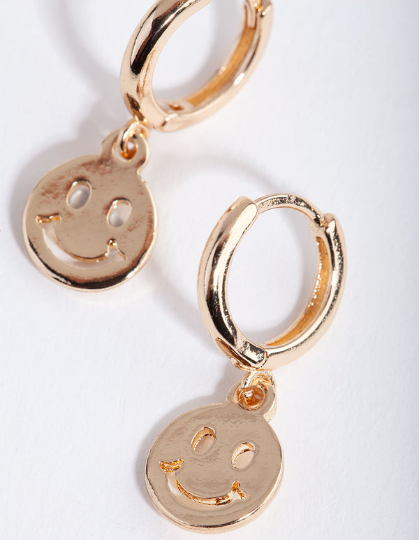Smiley Face Huggie Earrings