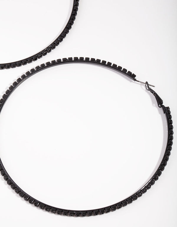 Matte Large Diamante Hoop Earrings