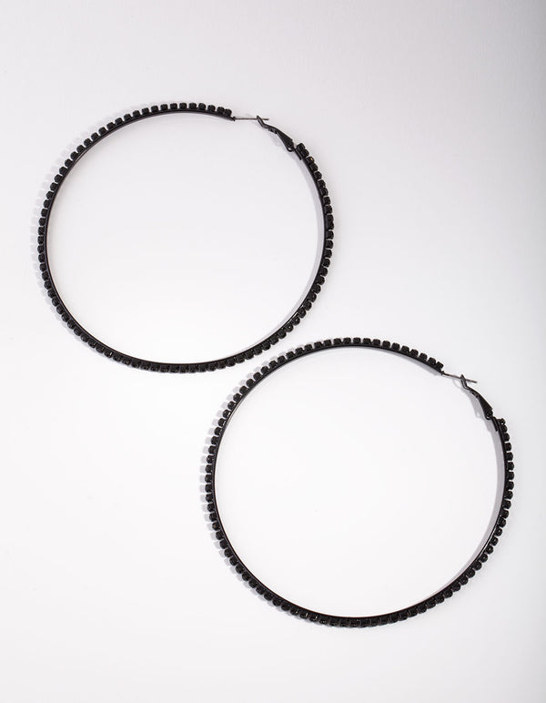 Matte Large Diamante Hoop Earrings