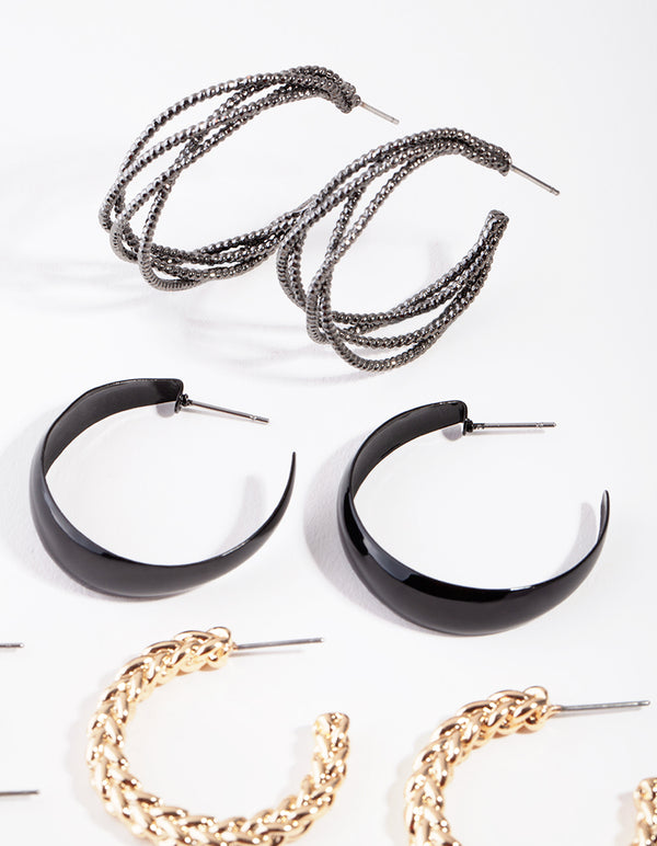 Matte Multi Twist 6-Pack Hoop Earring