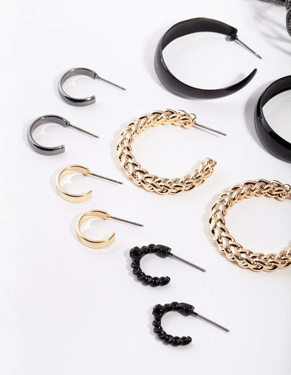 Matte Multi Twist 6-Pack Hoop Earring