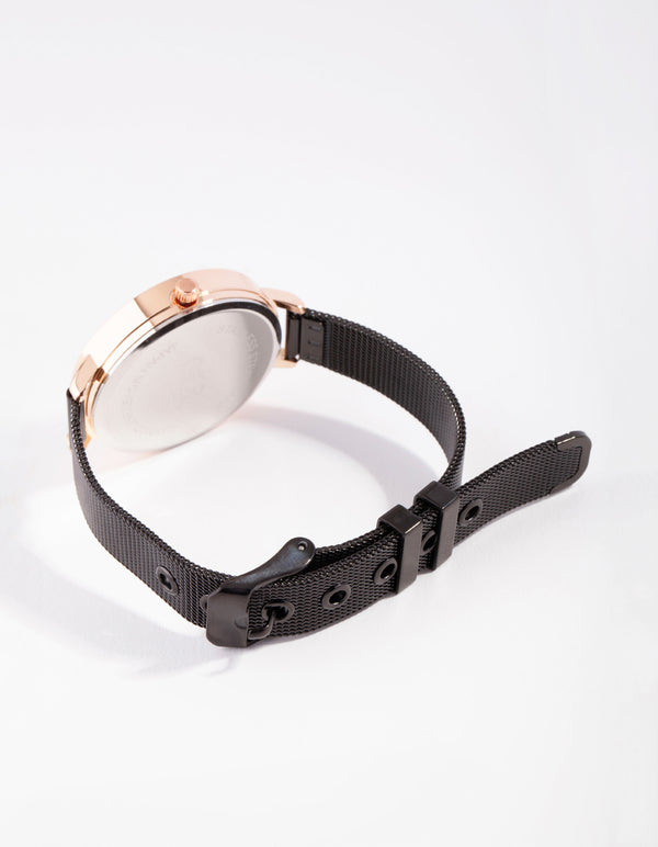 Rose Gold Roman Thin Mesh Watch