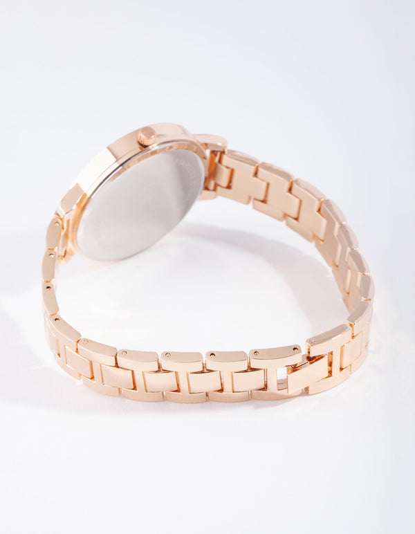 Rose Gold Geometric Lines Link Watch