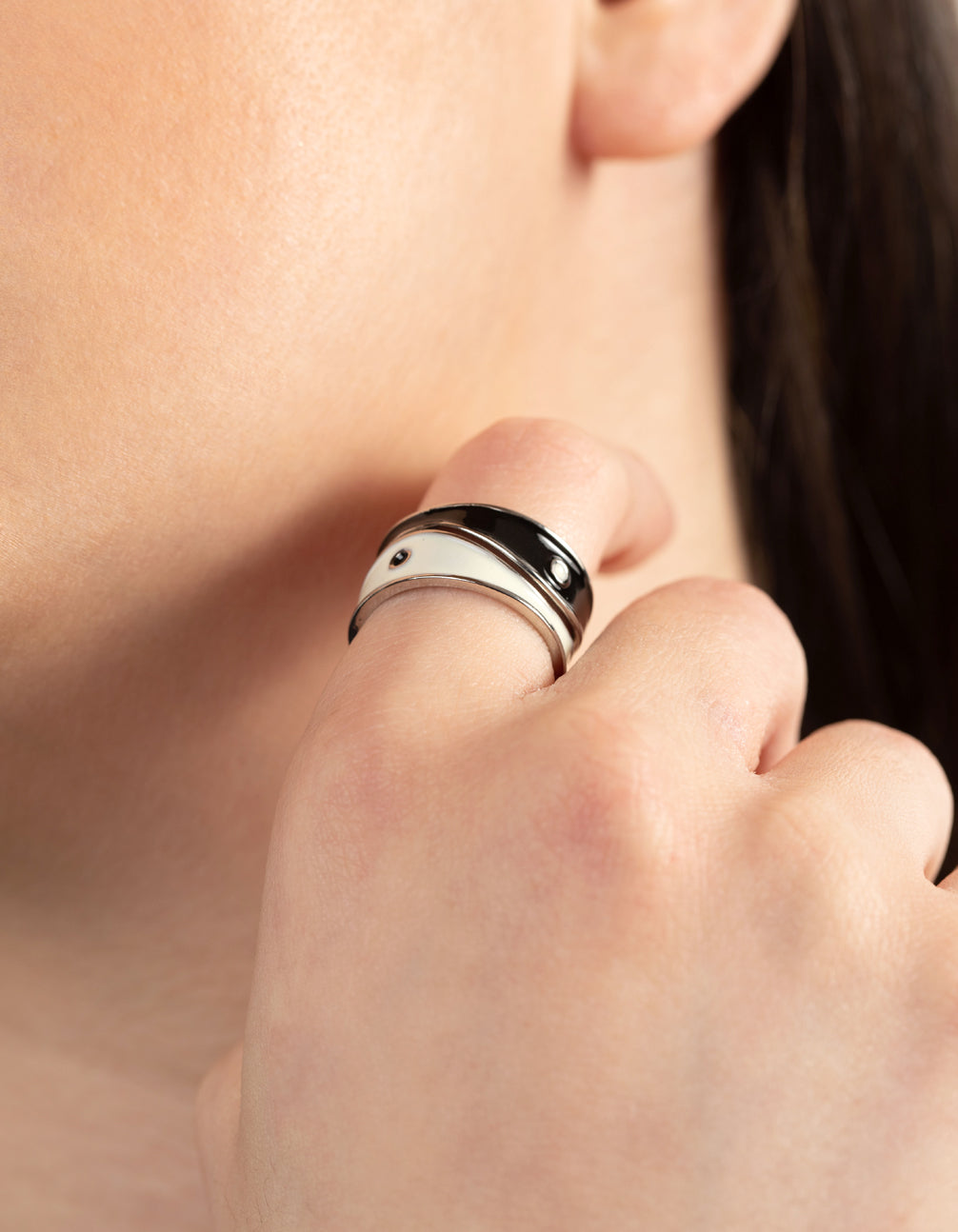 Silver Yin & Yang BFF Band Pack Rings