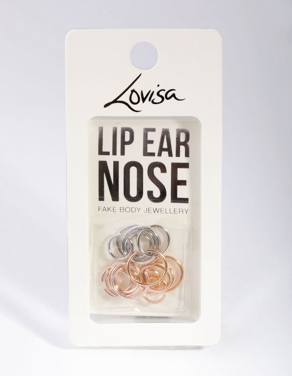 Mixed Metals Ball End Faux Ring Pack