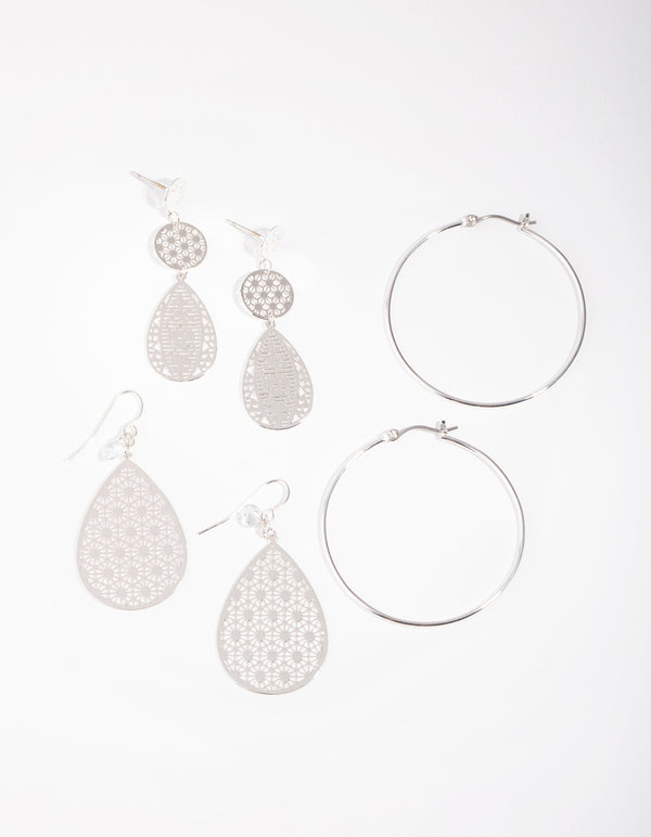 Silver Mix Filigree Teardrop Pack
