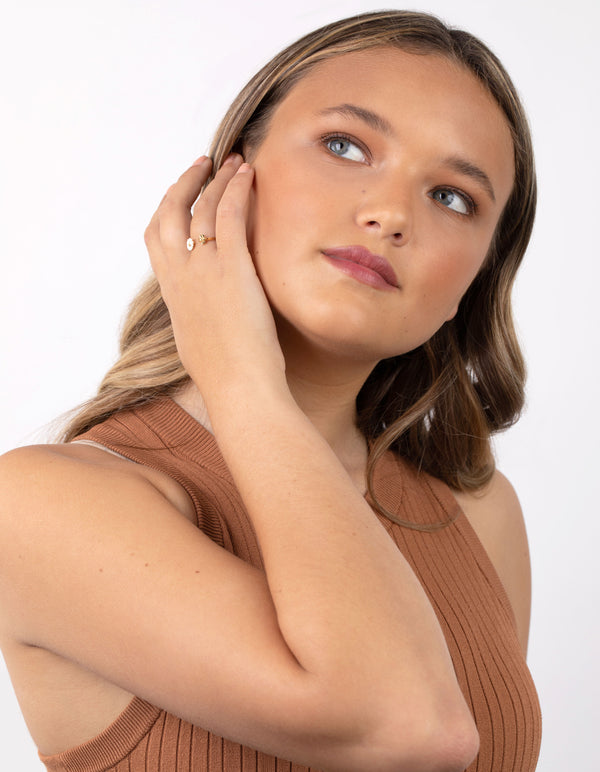 Gold Plated Sterling Silver Daisy Bee Open Ring