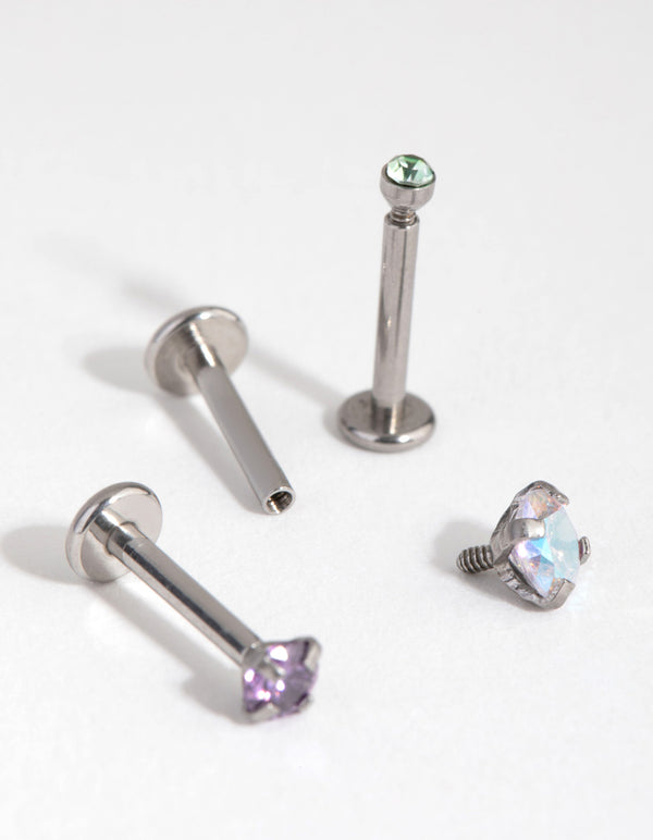 Surgical Steel Graduated Cubic Zirconia Flat Backs