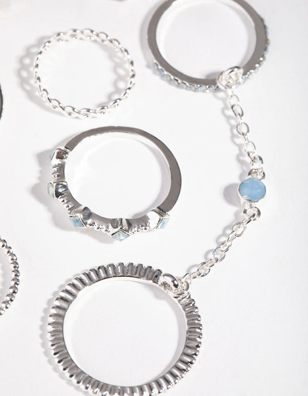 Silver Diamond Stone Rings