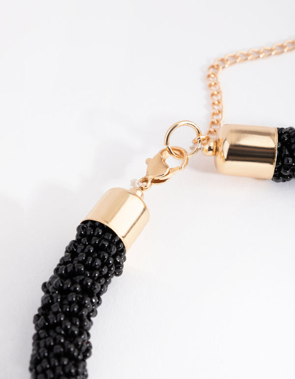 Black Wiggle Tube Necklace
