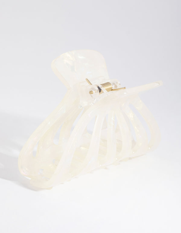 Acrylic White Round Cut-Out Claw Clip