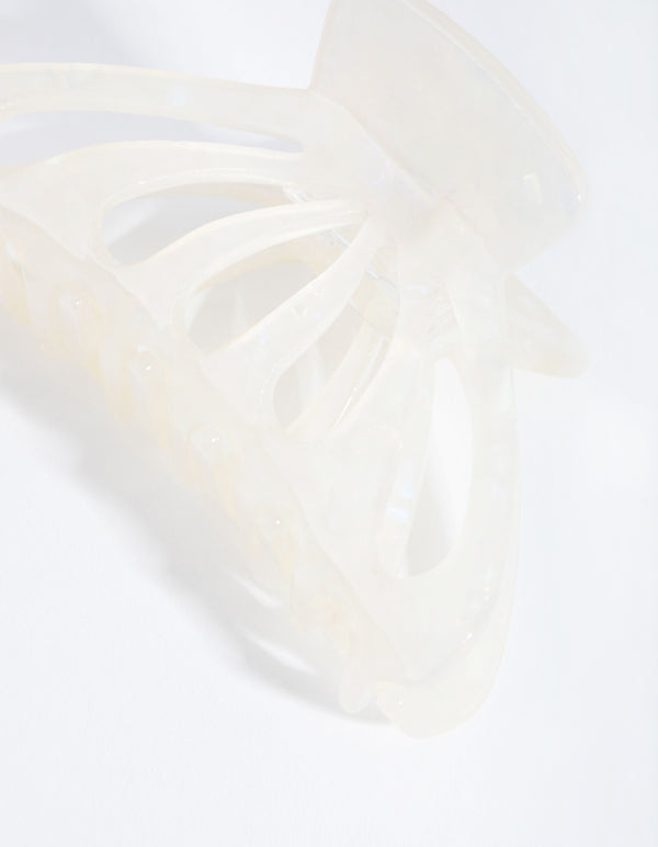 Acrylic White Round Cut-Out Claw Clip