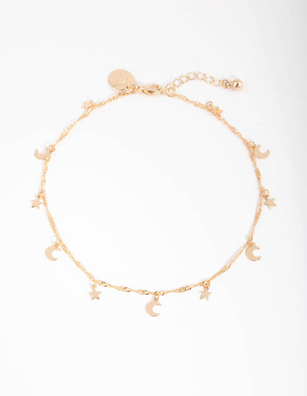 Gold Celestial Charm Anklet