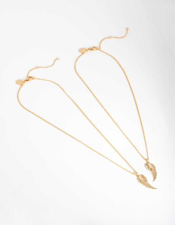 18ct Gold Plated Angel Wings Necklace Set