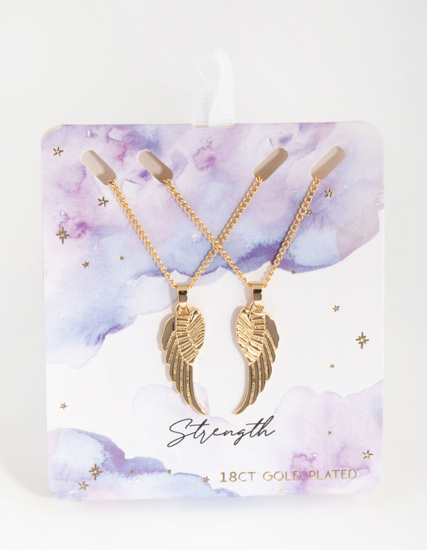 18ct Gold Plated Angel Wings Necklace Set