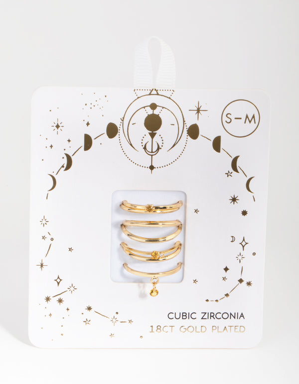 18ct Gold Plated November Topaz Cubic Zirconia Ring 7-Pack