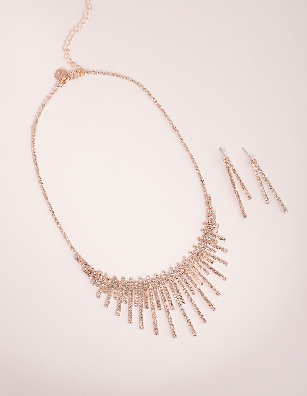 Rose Gold Statement Cupchain Earring & Necklace Set
