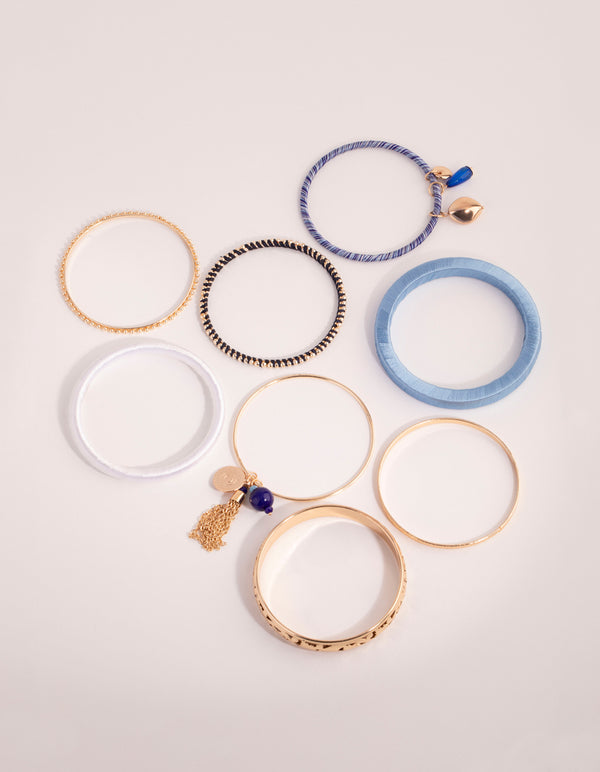 Gold Thread Wrapped Bangle Bracelet Pack