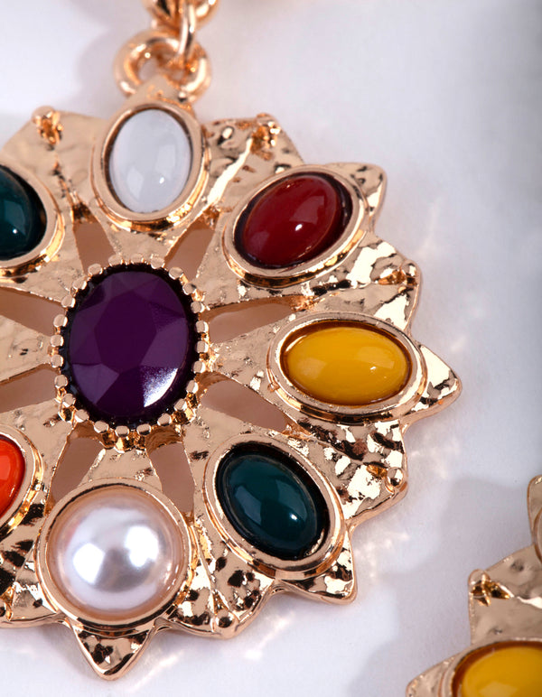 Gold Technicolour Round Earrings
