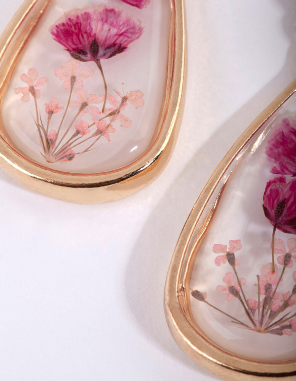 Gold Trapped Flower Earrings