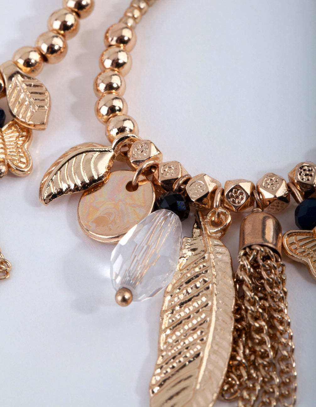 Worn Gold Facet Tassel Drop Earrings