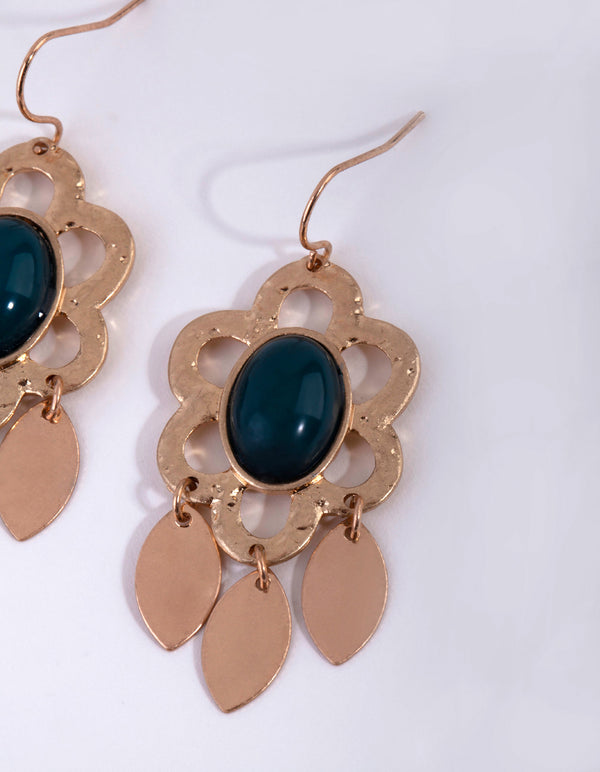 Gold Vintage Flower Drop Earrings