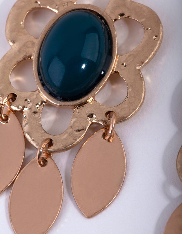 Gold Vintage Flower Drop Earrings