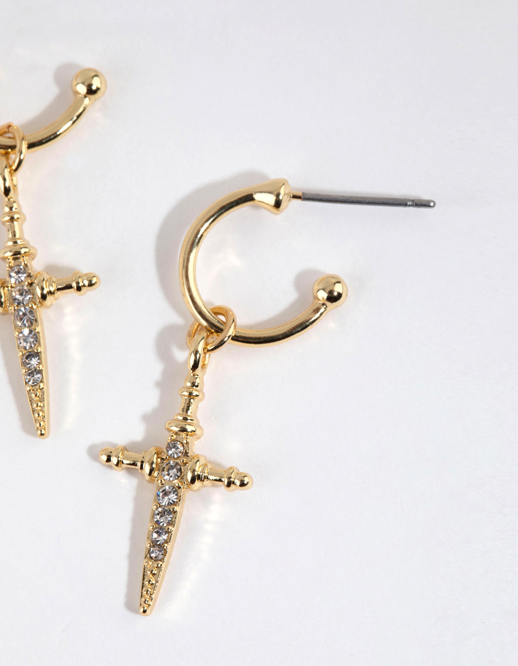 Gold Plated Diamante Cross Hoop Earrings